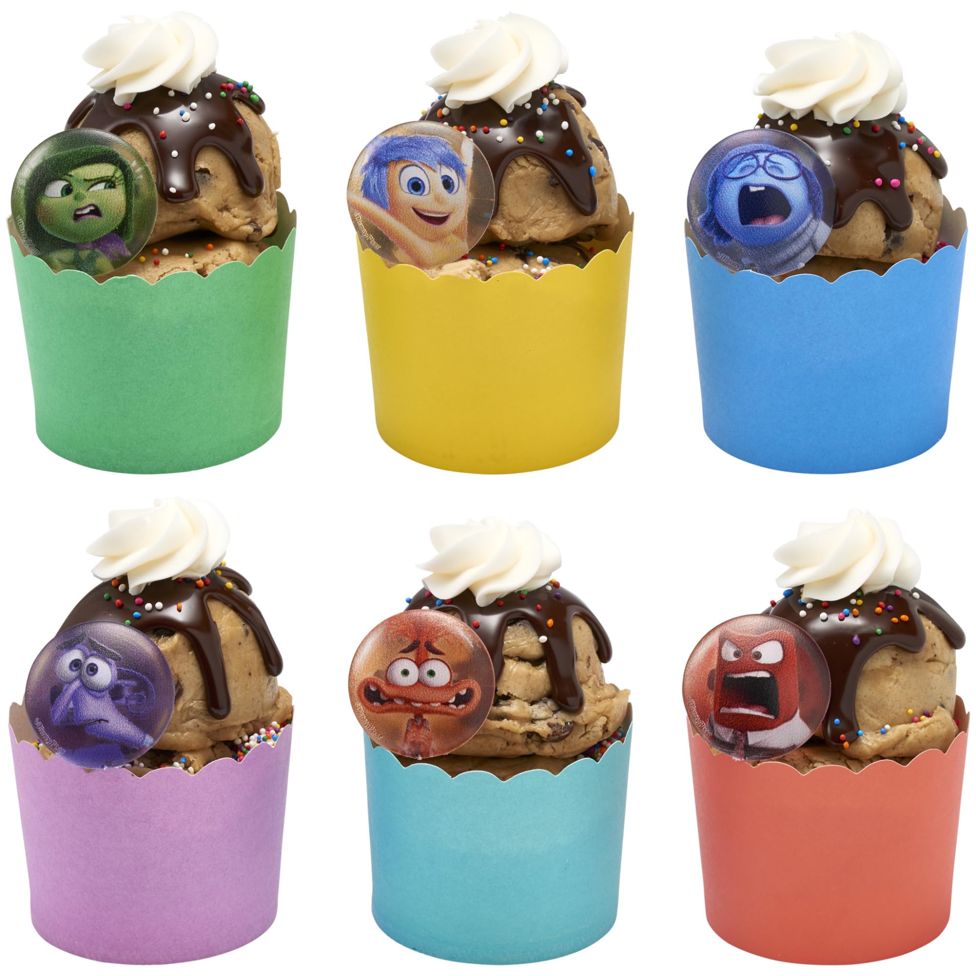 DecoPac Disney & Pixar's Inside Out 2 Bursts of Emotion Rings, Multicolored Cupcake Decorations, Food Safe Cupcake Toppers – 24 Pack - Image 9
