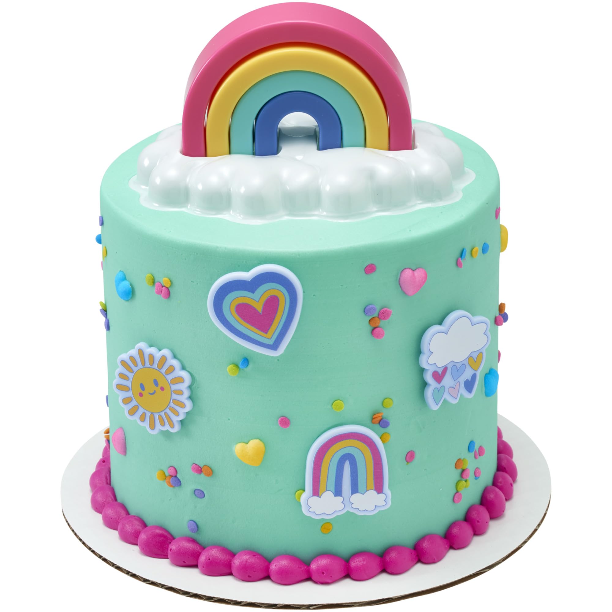 DecoPac Joyful Sunshine Cupcake Toppers, 24 Colorful Cupcake Rings For Birthday Parties, Featuring Rainbows, Hearts, Clouds, & Sun - 24 Pack - Image 8