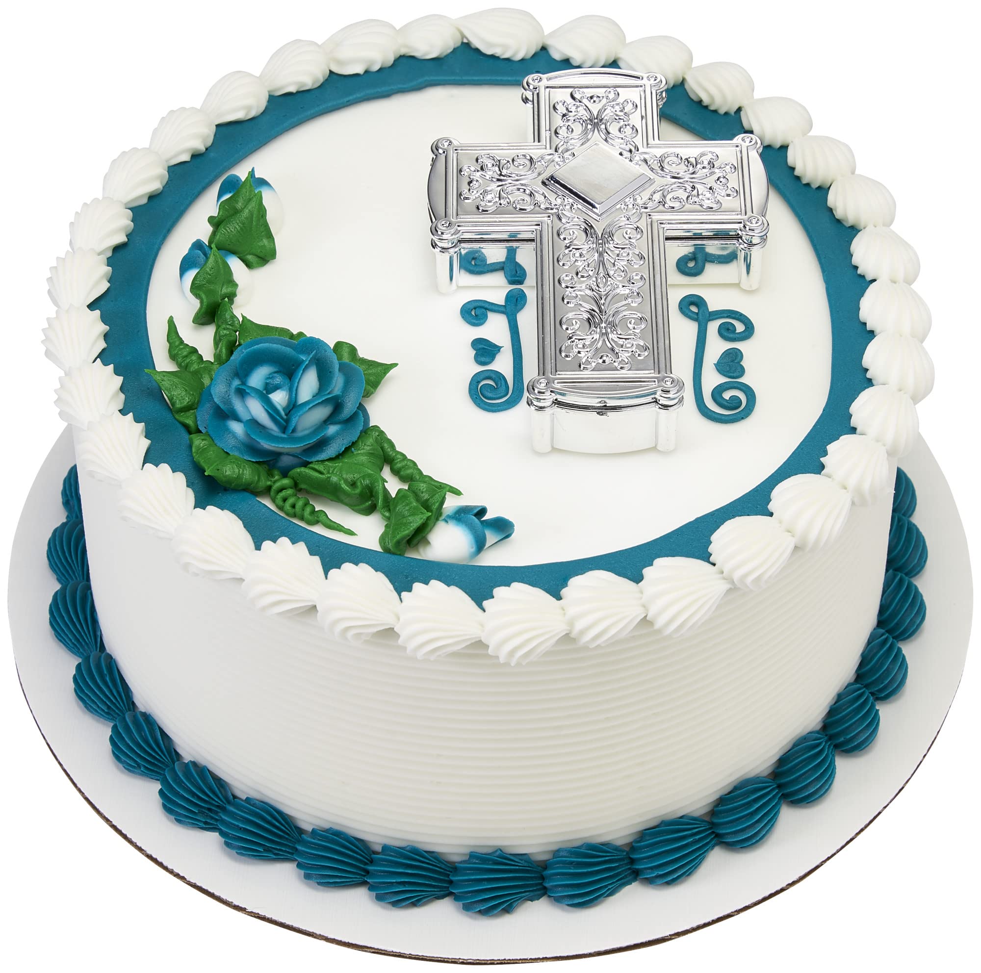 DecoPac Silver Cross Cake Topper, Ornate Cake Decoration For Easter, Christening, Baptism, Confirmation, Wedding, Religious Celebration, Keepsake Box, Food Safe 4.5" x 3.2" x 1" - Image 3