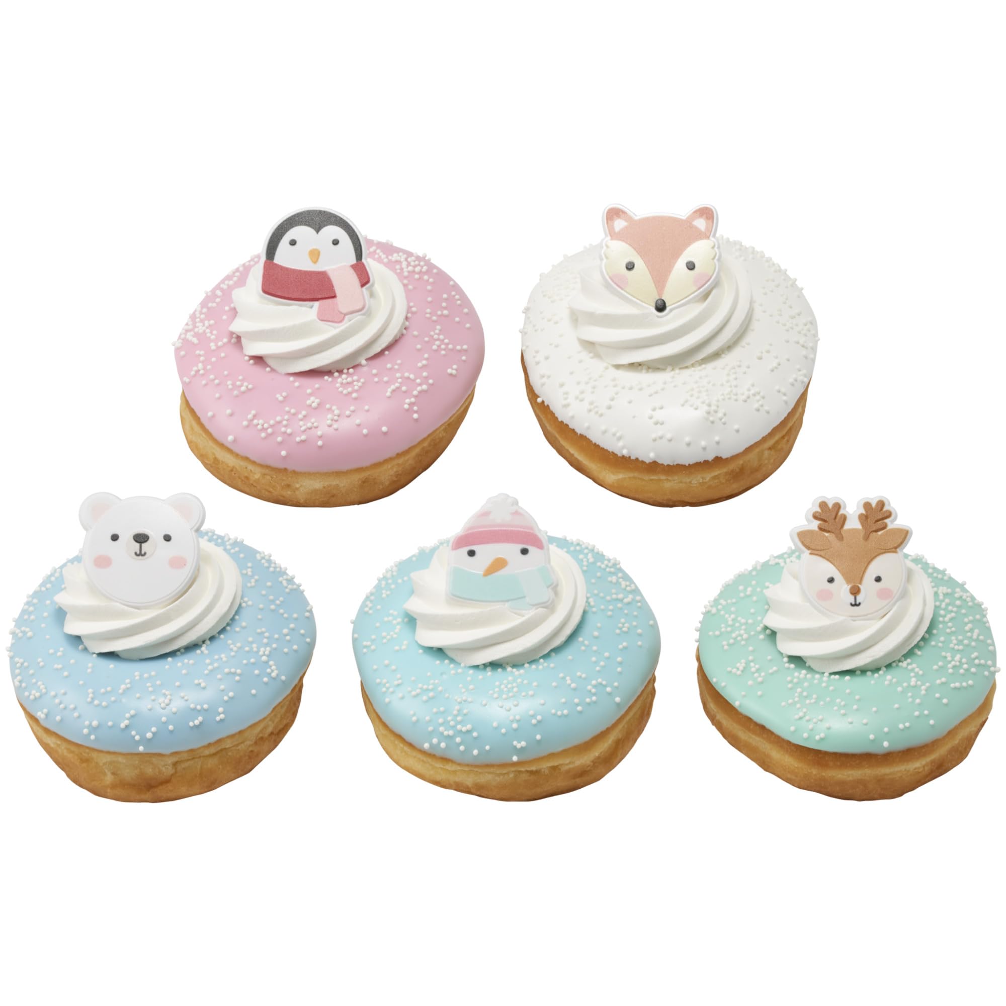 DecoPac Winter Friends Cupcake Rings, 24 Christmas Cupcake Toppers For Festive Parties & Celebrations, Cute Penguins, Snowmen, Reindeer, Polar Bears, Foxes, Adorable Food Safe Cake Toppers – 24 Pack - Image 9