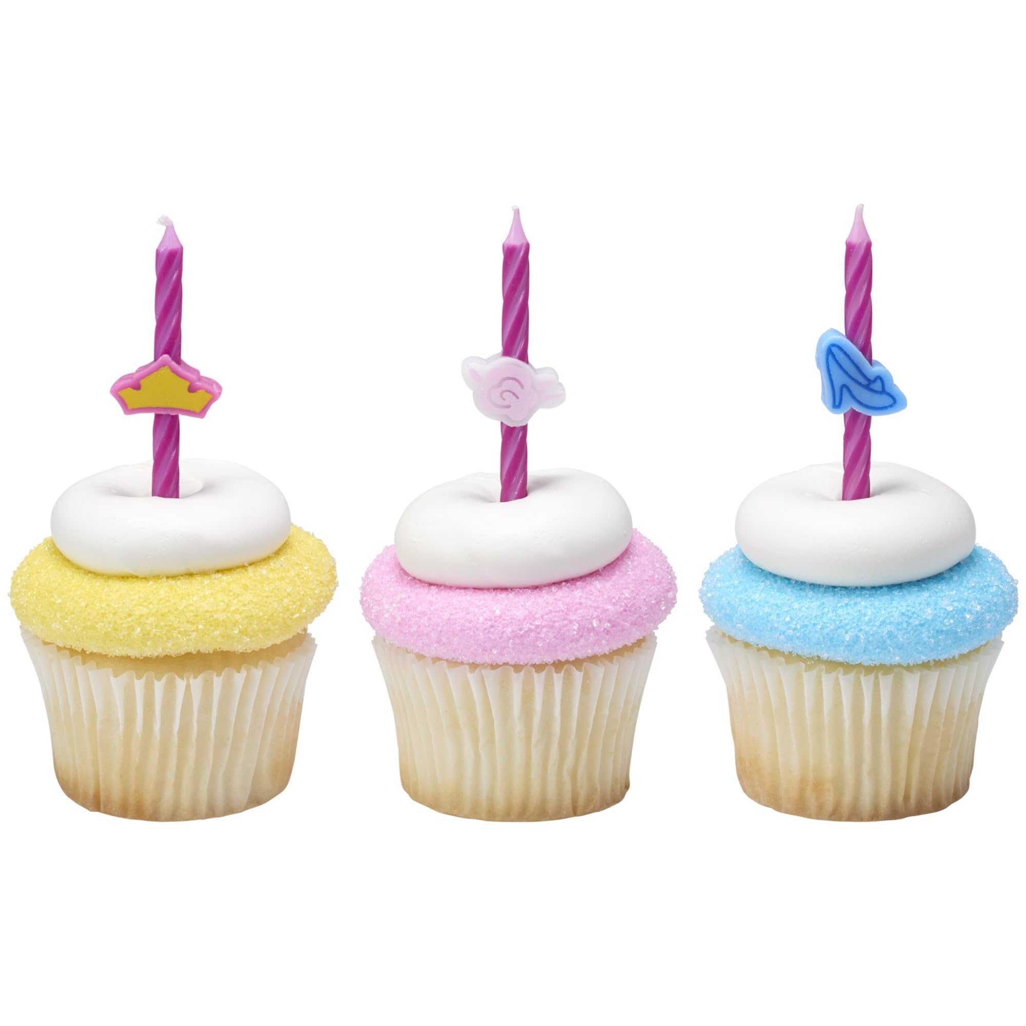 Disney Princess Birthday Cake Candles | 6 Birthday Candles for Cake Decorations, Pink Stripe Candles Featuring Aurora's Crown, Belle's Rose & Cinderella's Glass Slipper for Disney Princess Party - Image 9